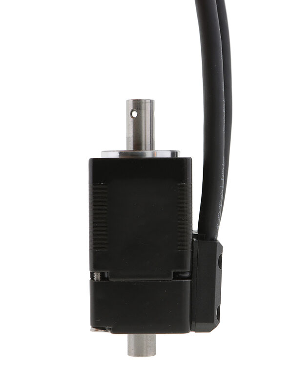 NEMA 14 frame closed loop stepper motor with hollow shaft and attached encoder.