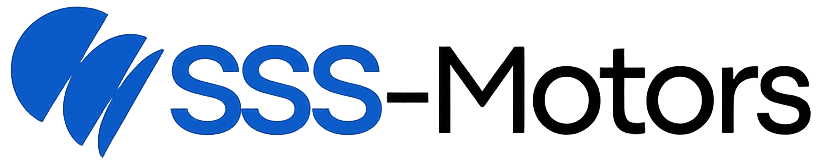 SSS-Motors company logo featuring a blue dynamic icon and black text on a transparent background.