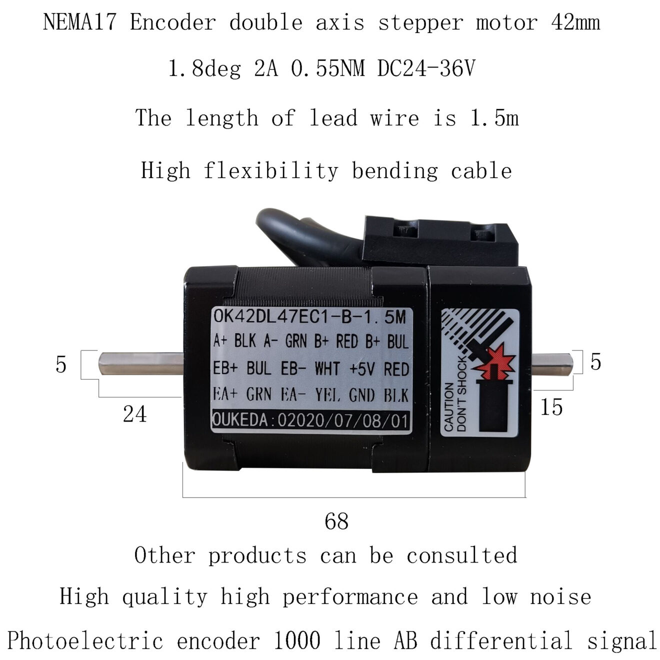 High Precision NEMA 17 Stepper Motor with Double Axis Encoder | 2A, 0 ...
