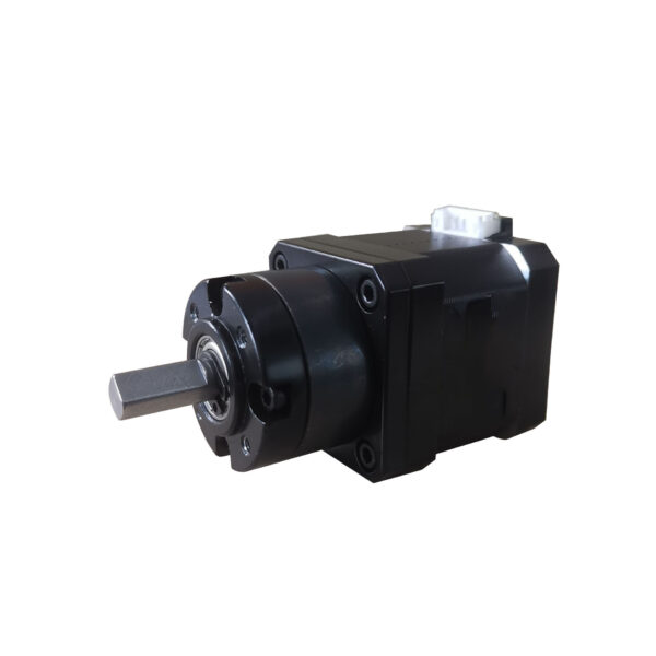 NEMA 17 Planetary Gearbox Motor - Side View Side view showing the NEMA 17 planetary gearbox motor with reduction gearbox and connection points